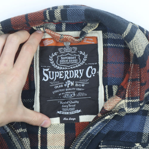 Superdry Men's Multicoloured Flannel Check Jacket L Zip Casual
