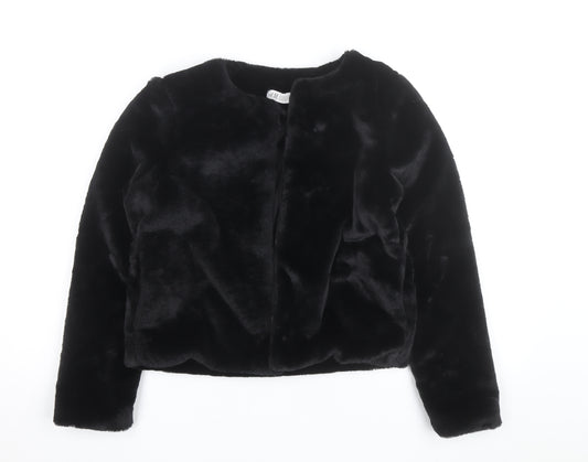 H&M Girls Black Faux Fur Lined Short Party Jacket 13-14 Years