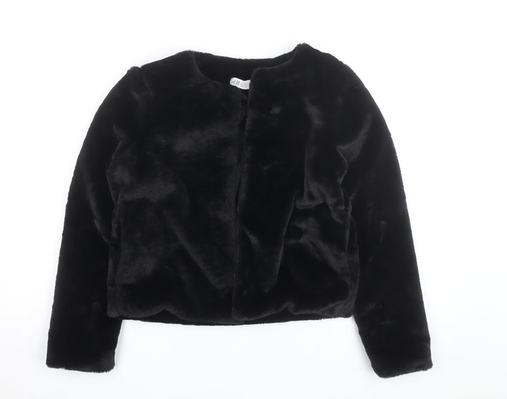 H&M Girls Black Faux Fur Lined Short Party Jacket 13-14 Years