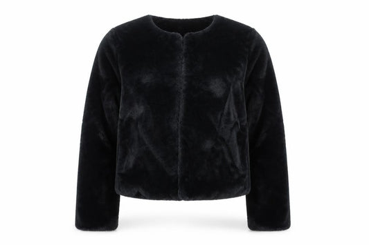 H&M Girls Black Faux Fur Lined Short Party Jacket 13-14 Years