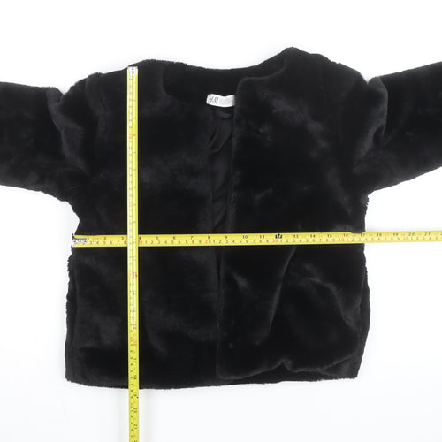 H&M Girls Black Faux Fur Lined Short Party Jacket 13-14 Years