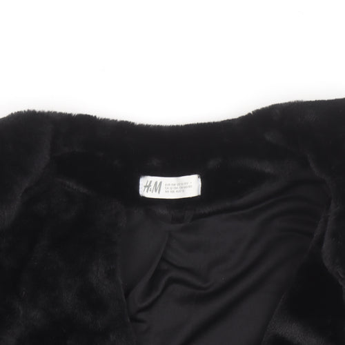 H&M Girls Black Faux Fur Lined Short Party Jacket 13-14 Years