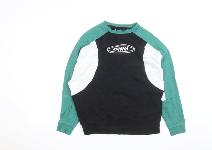 ASOS DESIGN Men's Black XS Raglan Graphic Pullover Sweatshirt