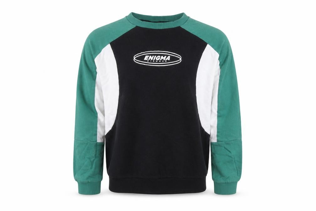 Front view of ASOS DESIGN Men's Black XS Raglan Graphic Pullover Sweatshirt