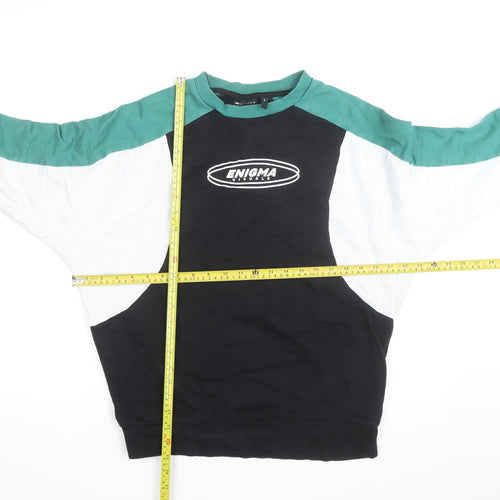 ASOS DESIGN Men's Black XS Raglan Graphic Pullover Sweatshirt