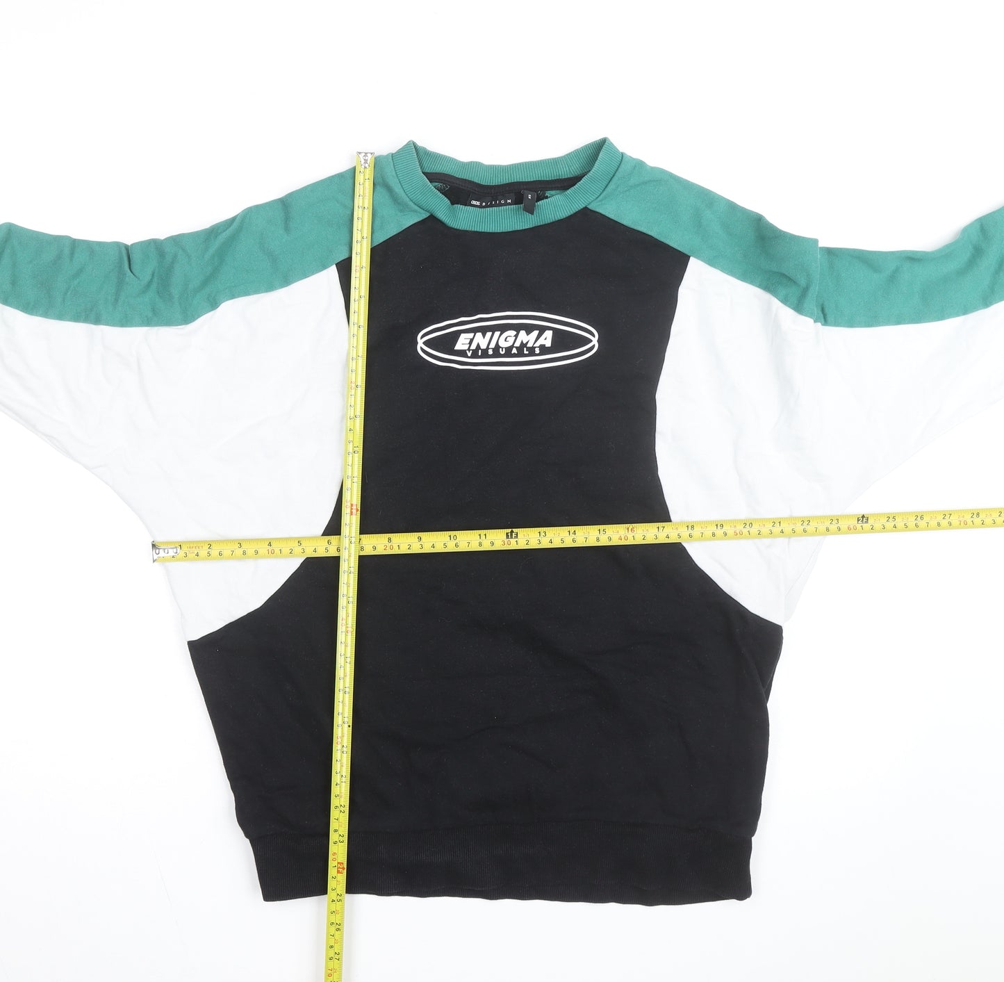 ASOS DESIGN Men's Black XS Raglan Graphic Pullover Sweatshirt