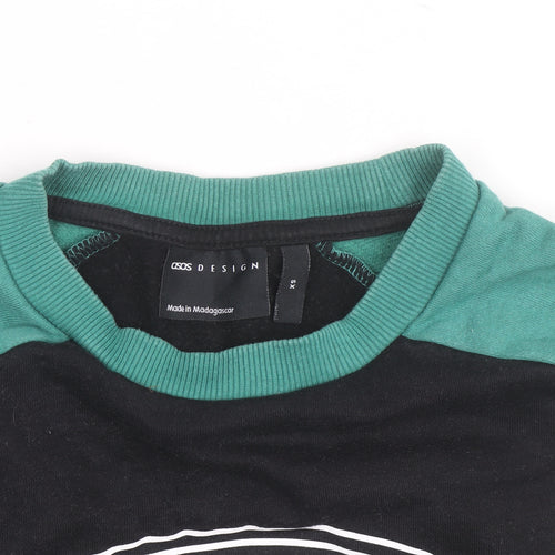 ASOS DESIGN Men's Black XS Raglan Graphic Pullover Sweatshirt