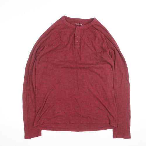 Aeropostale Men's Red Henley Long Sleeve Knit Top Size L