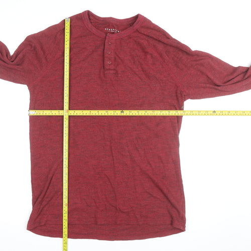 Aeropostale Men's Red Henley Long Sleeve Knit Top Size L