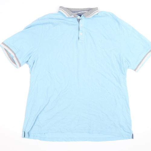 Lincoln Men's Blue 2XL Cotton Blend Short Sleeve Polo Shirt