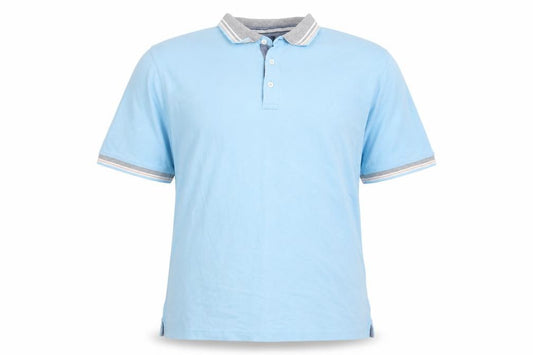 Front view of Lincoln Men's Blue 2XL Cotton Blend Short Sleeve Polo Shirt