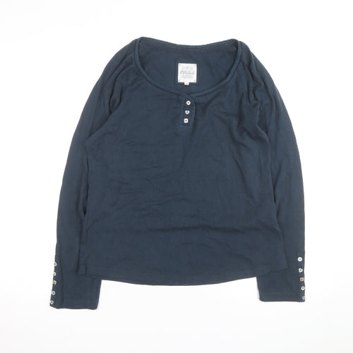Mistral Women’s Blue Long Sleeve Henley Cotton Top Size 18
