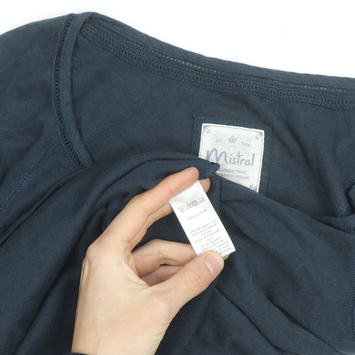 Mistral Women’s Blue Long Sleeve Henley Cotton Top Size 18