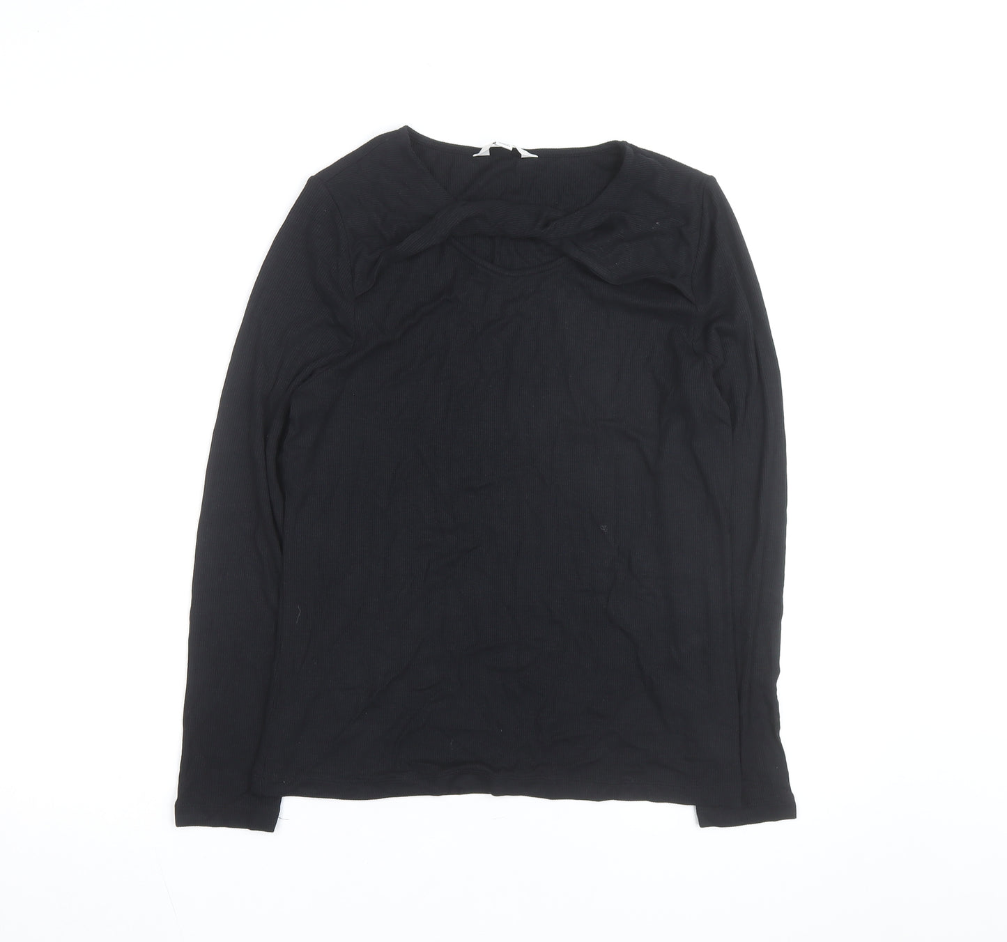Marks and Spencer Womens Black Size 14 Long Sleeve Pullover Jumper
