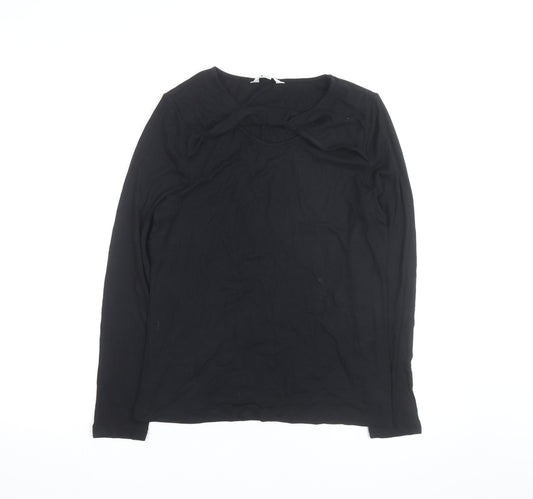 Marks and Spencer Womens Black Size 14 Long Sleeve Pullover Jumper
