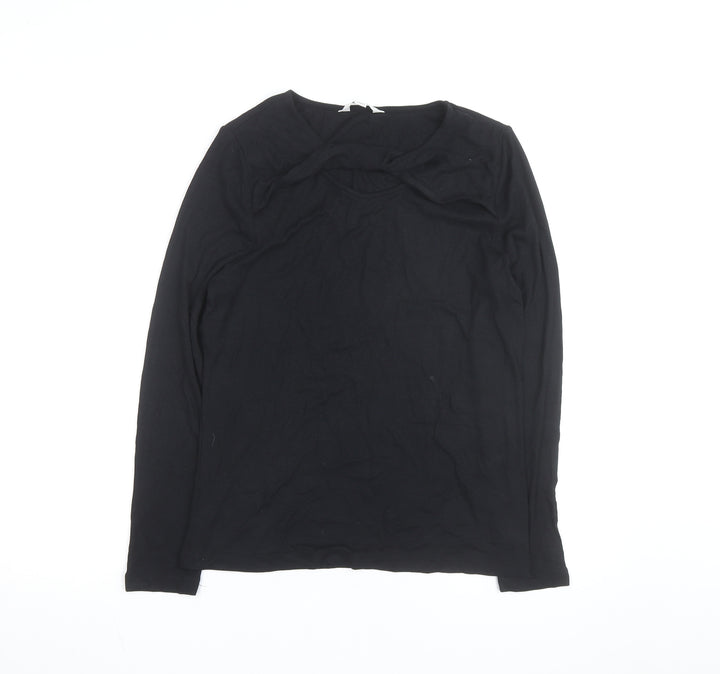 Marks and Spencer Womens Black Size 14 Long Sleeve Pullover Jumper