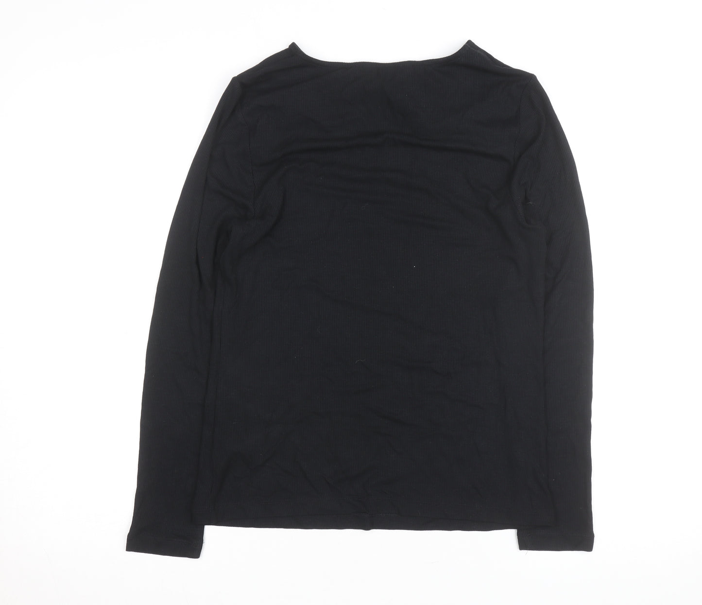 Marks and Spencer Womens Black Size 14 Long Sleeve Pullover Jumper
