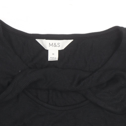 Marks and Spencer Womens Black Size 14 Long Sleeve Pullover Jumper
