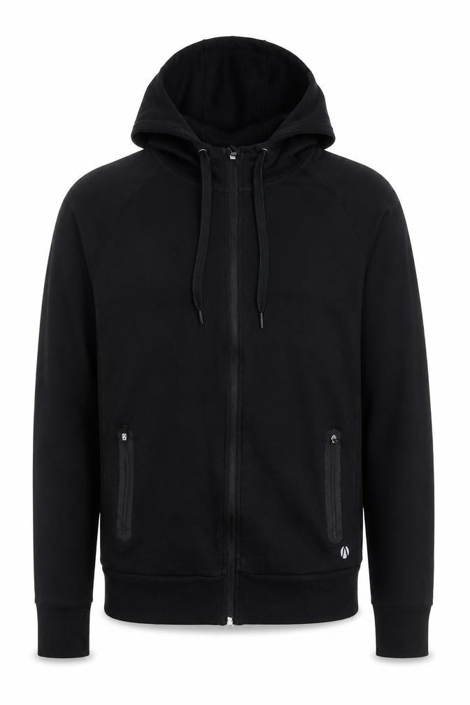 Marks and Spencer Mens Black Full Zip Hoodie Size L Regular Fit