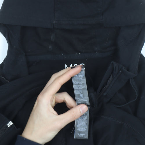 Marks and Spencer Mens Black Full Zip Hoodie Size L Regular Fit