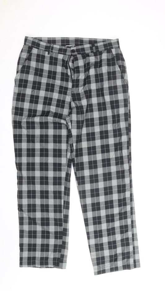 Dunlop Men's Grey Check Trousers Size M 34W 31L Regular Fit