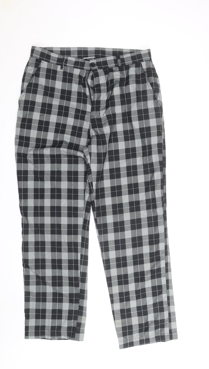 Dunlop Men's Grey Check Trousers Size M 34W 31L Regular Fit