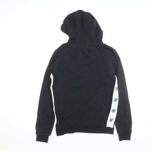 SikSilk Men's Black Pullover Hoodie L with Logo Detailing