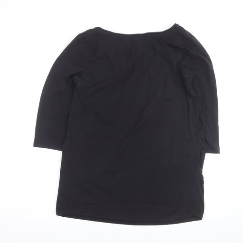 H&M Mama Black 3/4 Sleeve Maternity Scoop Neck Cotton Top L
