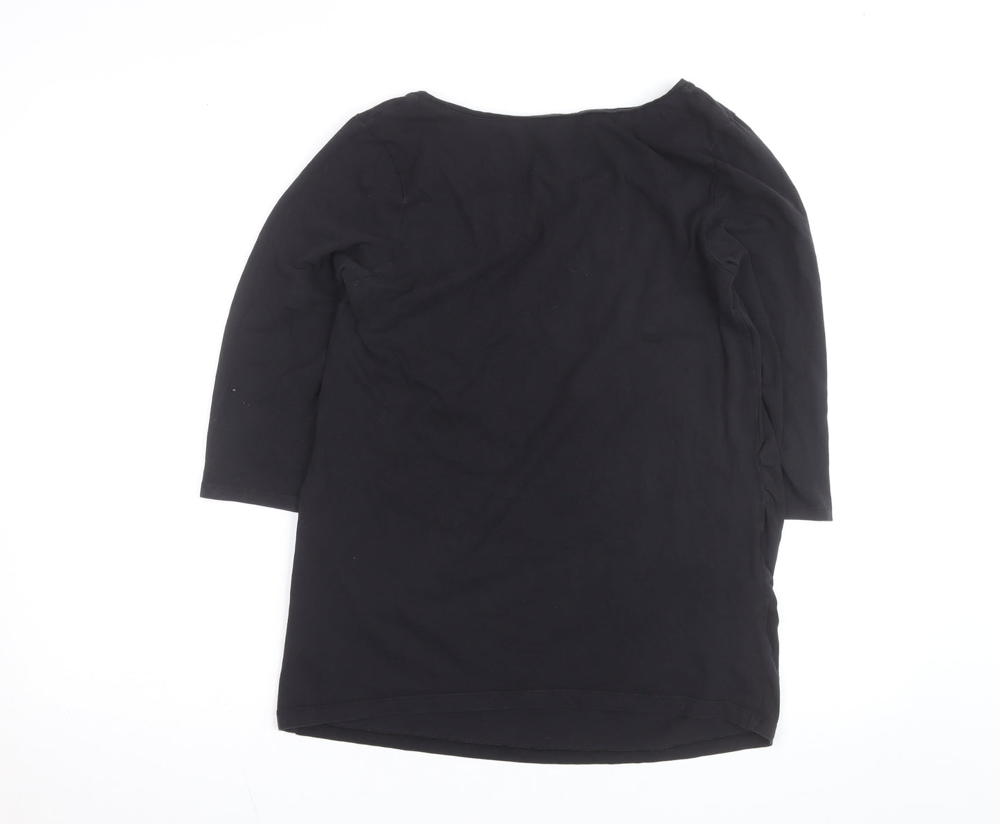 H&M Mama Black 3/4 Sleeve Maternity Scoop Neck Cotton Top L