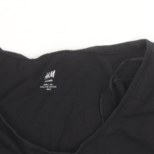 H&M Mama Black 3/4 Sleeve Maternity Scoop Neck Cotton Top L