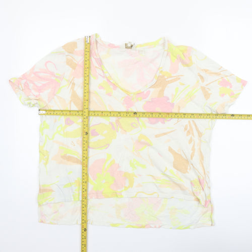 Ted Baker Women’s Multicoloured Floral Linen Blend V-Neck T-Shirt Size 14