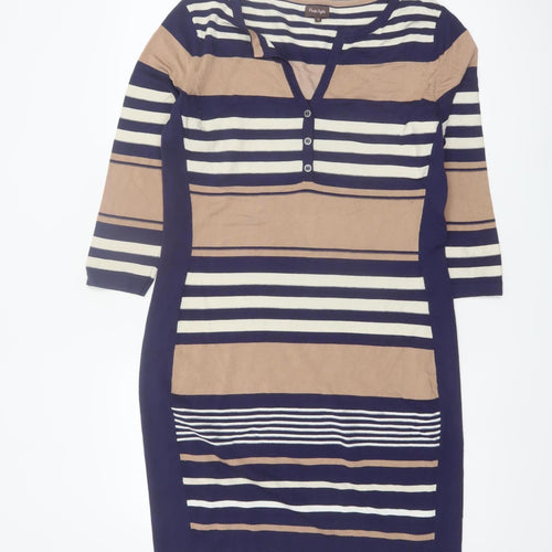 Phase Eight Women’s Multicoloured Striped Knit Bodycon Dress Size 14