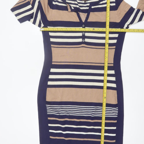 Phase Eight Women’s Multicoloured Striped Knit Bodycon Dress Size 14