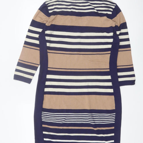 Phase Eight Women’s Multicoloured Striped Knit Bodycon Dress Size 14