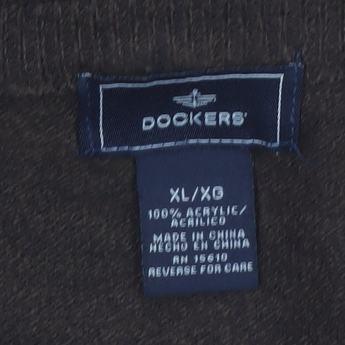 Dockers Men's Brown Argyle Crew Neck Acrylic Pullover Jumper XL