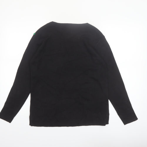 Hasting & Smith Women's Black Petite Beaded V-Neck Wool Blend Jumper