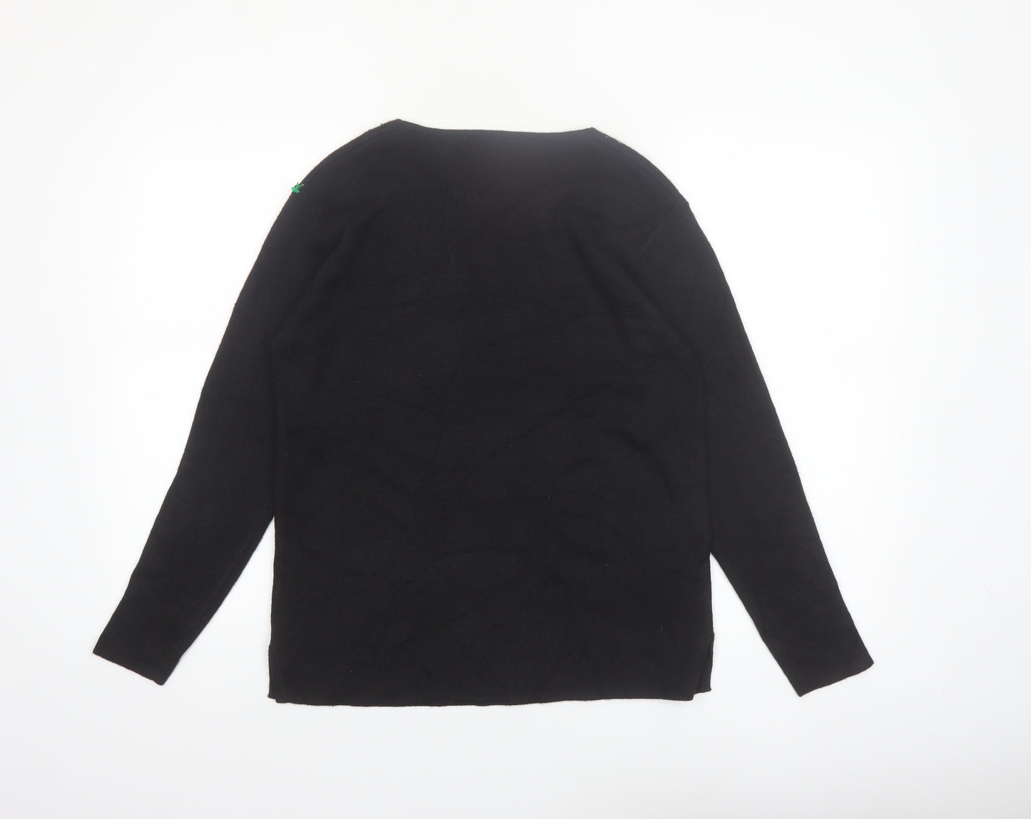 Hasting & Smith Women's Black Petite Beaded V-Neck Wool Blend Jumper