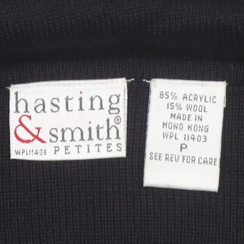 Hasting & Smith Women's Black Petite Beaded V-Neck Wool Blend Jumper