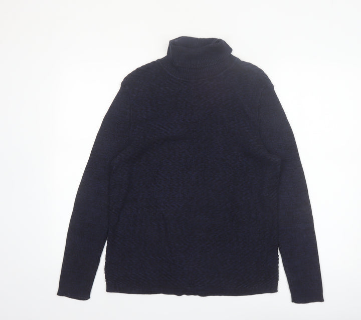 Denver Hayes Women's Blue Roll Neck Cotton Jumper Size L
