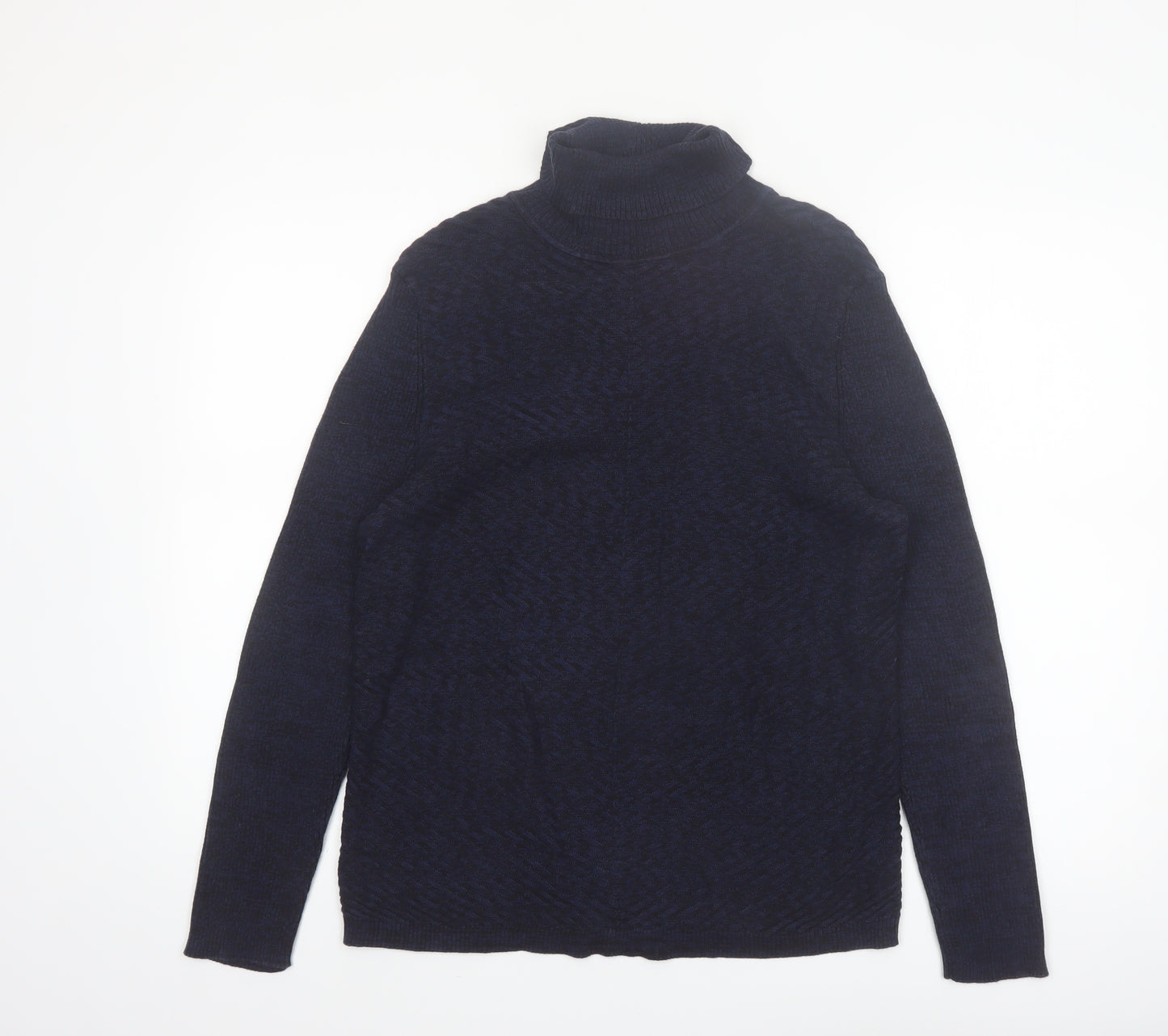 Denver Hayes Women's Blue Roll Neck Cotton Jumper Size L