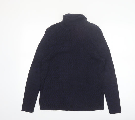 Denver Hayes Women's Blue Roll Neck Cotton Jumper Size L