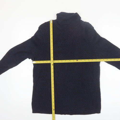 Denver Hayes Women's Blue Roll Neck Cotton Jumper Size L