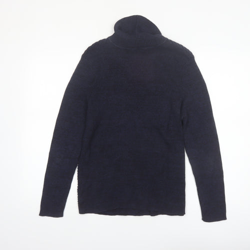 Denver Hayes Women's Blue Roll Neck Cotton Jumper Size L