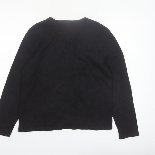 Appleseed's Petites Black Christmas Cardigan PS Women’s Ramie Cotton Holiday Jumper