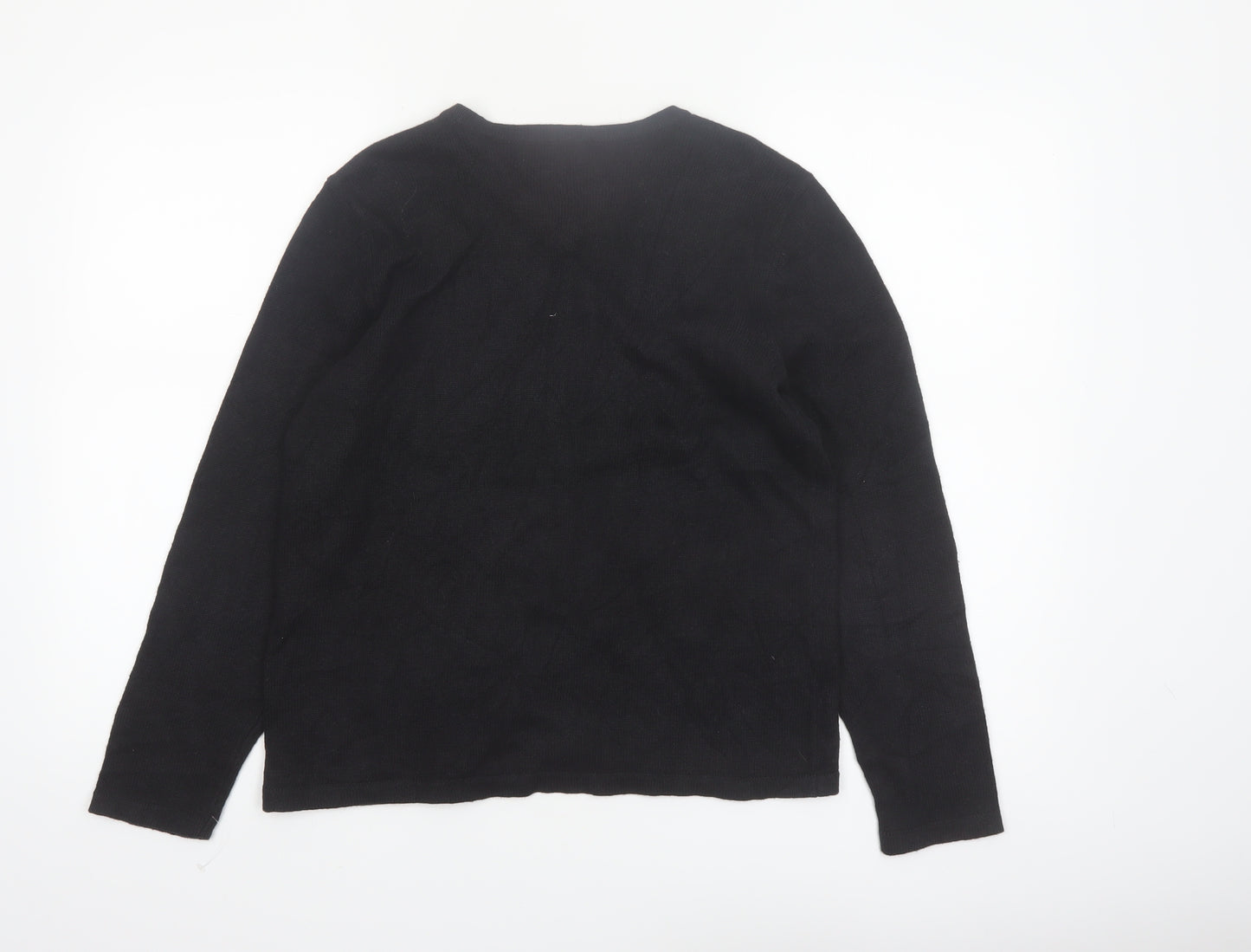 Appleseed's Petites Black Christmas Cardigan PS Women’s Ramie Cotton Holiday Jumper