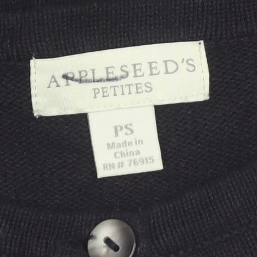 Appleseed's Petites Black Christmas Cardigan PS Women’s Ramie Cotton Holiday Jumper