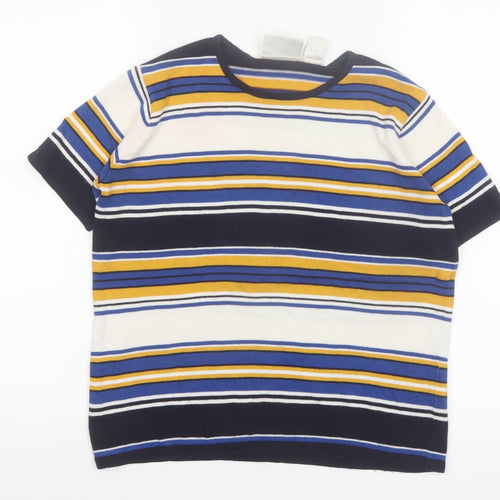 Liz Claiborne Women's Multicoloured Petite S Striped Short Sleeve Knit Jumper
