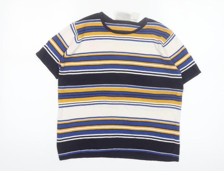Liz Claiborne Women's Multicoloured Petite S Striped Short Sleeve Knit Jumper