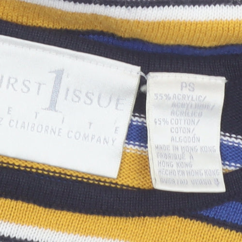Liz Claiborne Women's Multicoloured Petite S Striped Short Sleeve Knit Jumper