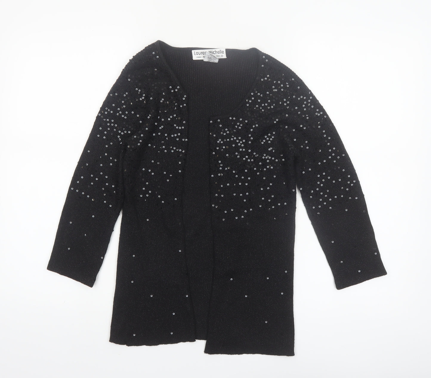 Lauren Michelle Women's Black Sequin Knit Cardigan M